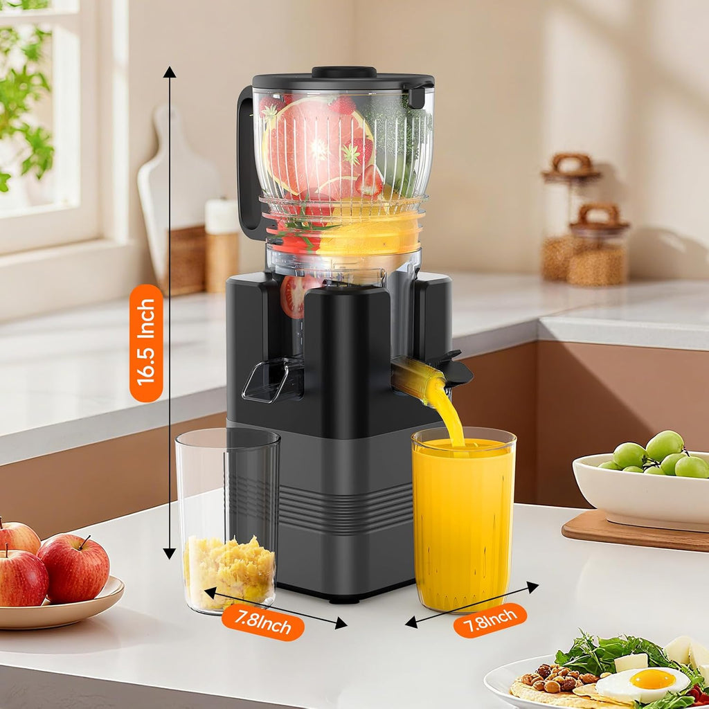 400W Cold Press Juicer, 5.8' Wide Feed Chute Slow Masticating Juicer Machines for Whole Fruits & Vegetables | High Juice Yield, Easy to Clean | Valentine's Day Gift Ideas for Women (Gray)