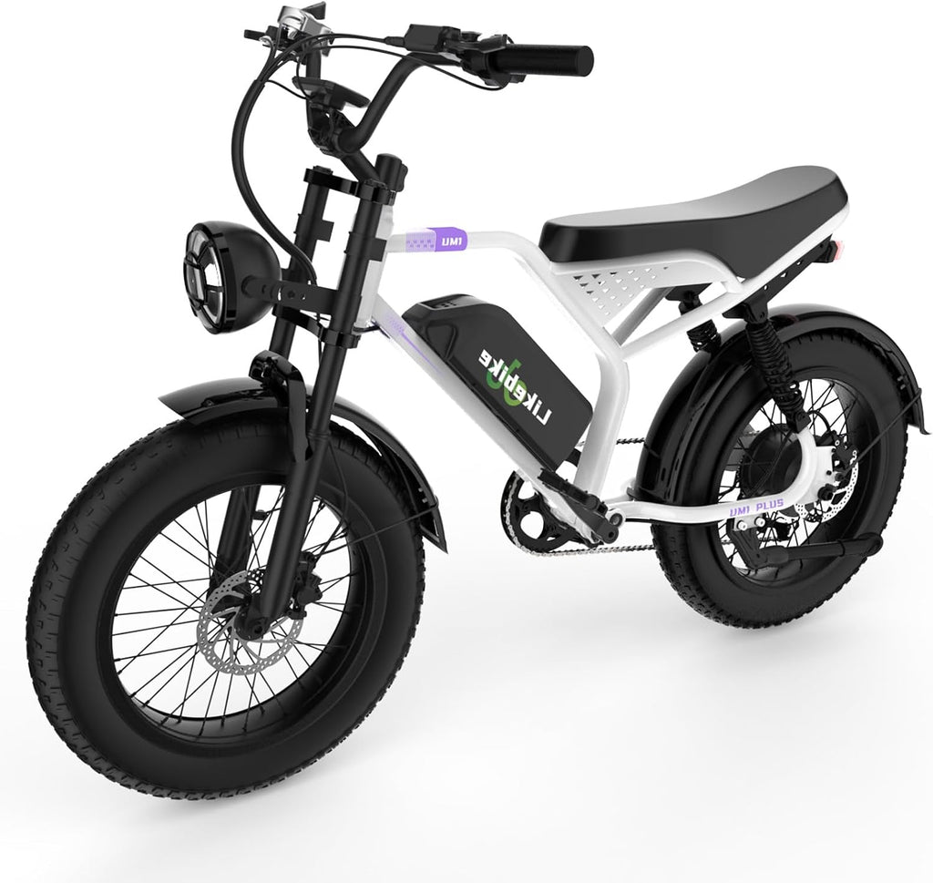 Likebike Electric Bike for Adults 1500W/2000W/3000W Peak,32/36/47MPH 20' Fat Tire Ebike, 48V 20AH/23AH/33Ah Removable Battery 7-Speed Full Suspension Mountain Bike Off Road Hydraulic Disc Brake