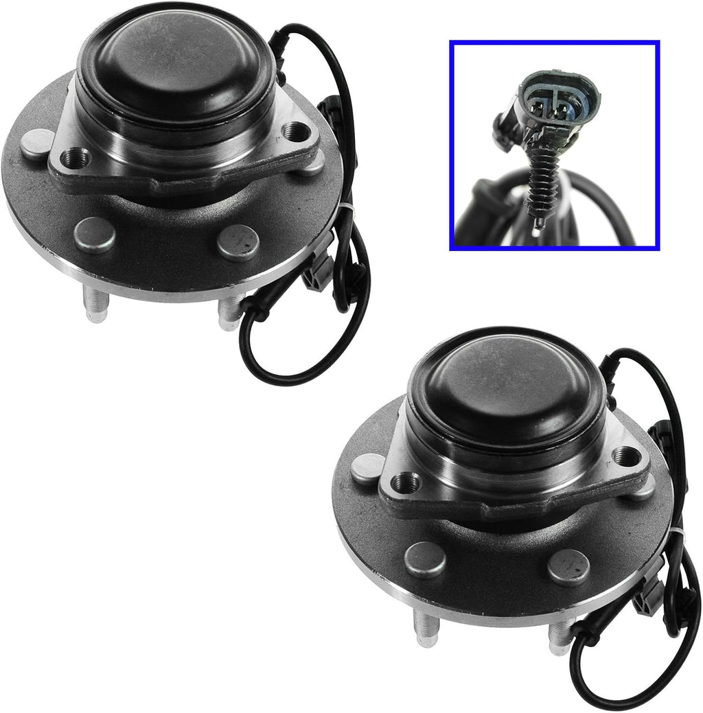 TRQ 2 Piece Front Wheel Bearing & Hub Assembly Set Compatible with 2002-2006 Cadillac Escalade Chevrolet Avalanche 1500 2003-2013 Express 1500 2003-2005 Express 2500 1999-2004 Silverado 1500 2000-200