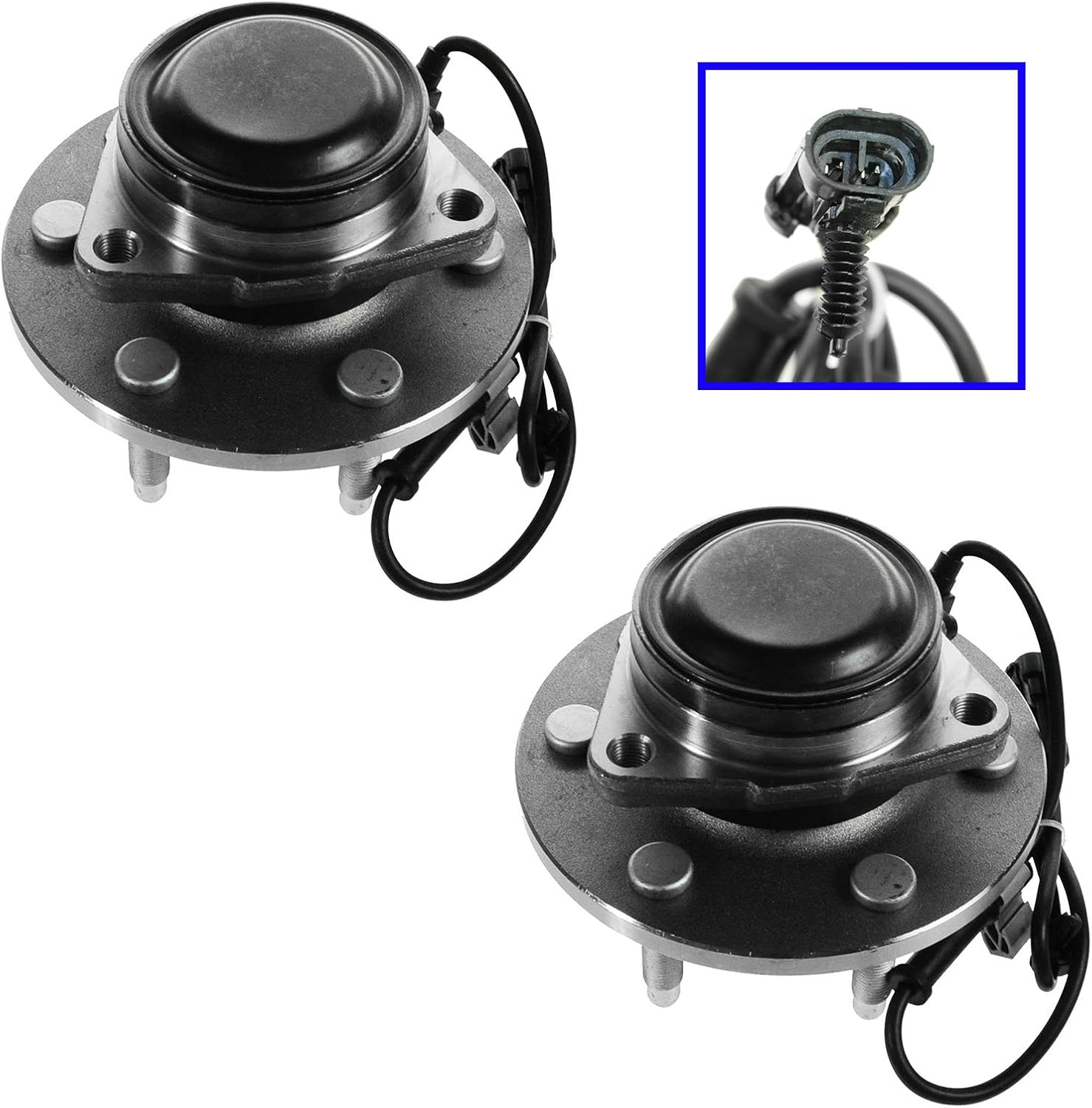 TRQ 2 Piece Front Wheel Bearing & Hub Assembly Set Compatible with 2002-2006 Cadillac Escalade Chevrolet Avalanche 1500 2003-2013 Express 1500 2003-2005 Express 2500 1999-2004 Silverado 1500 2000-200