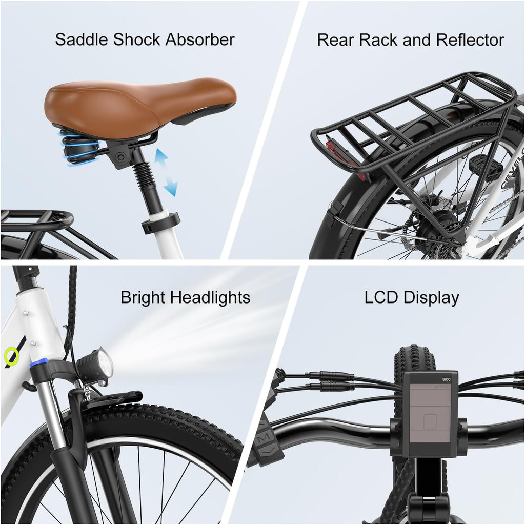 Cybervelo 750W Peak Electric Bike for Adults,up 80 Miles Removable Battery Ebike, 26' Electric E Bike with 7-Speed,Adult Electric Bicycles for Commute Beach Snow Womens/Man All Terrain