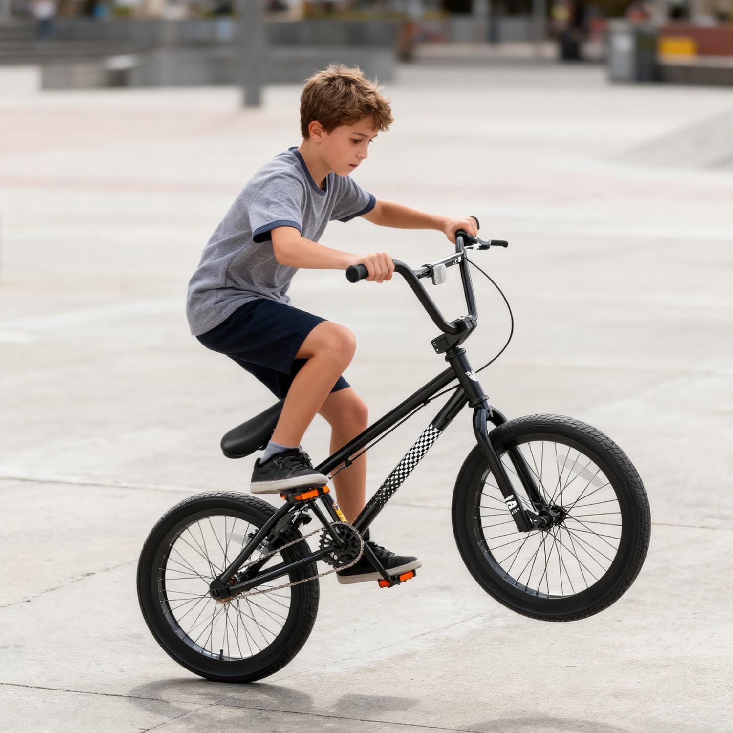KORIMEFA Freestyle BMX Bike 18 20 inch Kids Boys Trick Bicycle for 7-12 Years Old, Hi-Ten Steel Frame, Beginner-Level to Advanced Riders