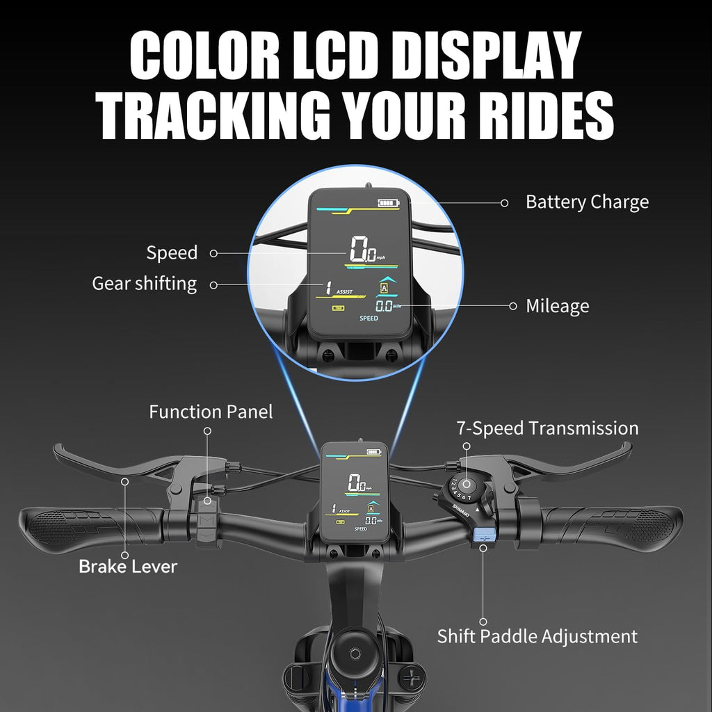 Electric Bike for Adults, 26'' 1500W Peak Ebike, Up to 65 Miles 28MPH Electric Mountain Bike with 48V 10Ah Removable Battery, Adjustable Seat,Cruise Control, Full Suspension,7-Speed UL Certified