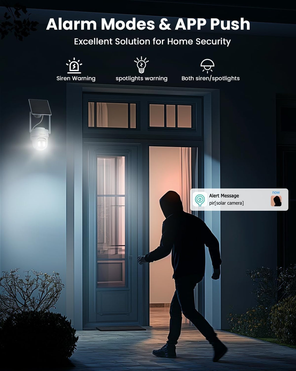 VIZIUUY Solar Security Cameras Wireless Outdoor, 3MP Pan/Tilt 360°View Solar/Battery Powered WiFi Camera with Color Night Vision/PIR Sensor/2-Way Audio/Alexa(3 Pack)