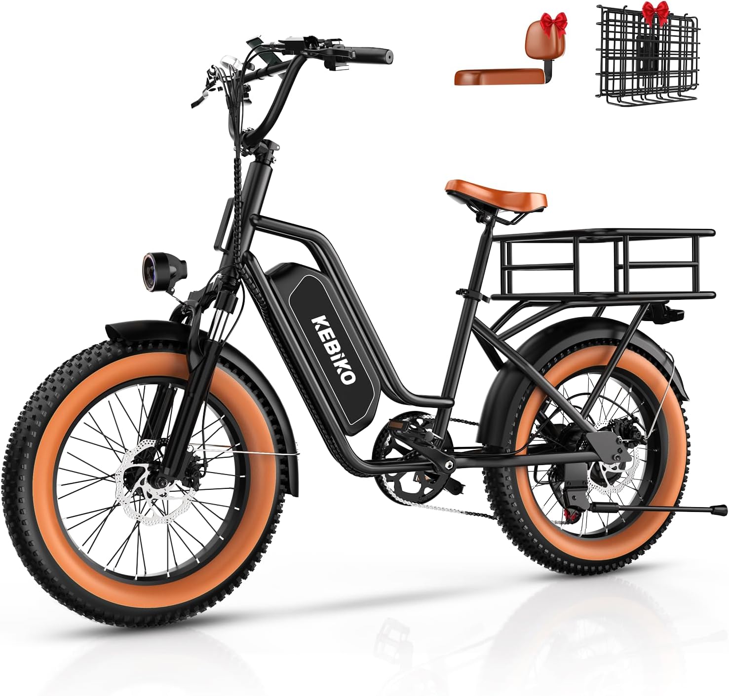 bluebiko 2 Seater Electric Bike, 48V 20AH(𝟗𝟔𝟎𝐖𝐇) Large Removable Battery, 𝟏𝟑𝟎𝟎𝐖 Peak Motor, 20'x 4.0' Fat Tire Ebike for Adults, 80+Miles, City Couple E Bike for All Terrain