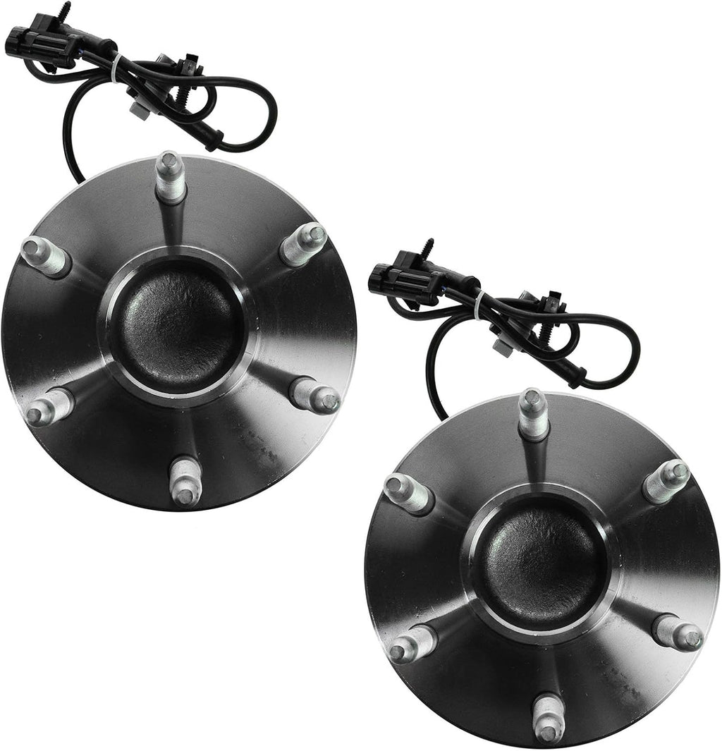 TRQ 2 Piece Front Wheel Bearing & Hub Assembly Set Compatible with 2002-2006 Cadillac Escalade Chevrolet Avalanche 1500 2003-2013 Express 1500 2003-2005 Express 2500 1999-2004 Silverado 1500 2000-200