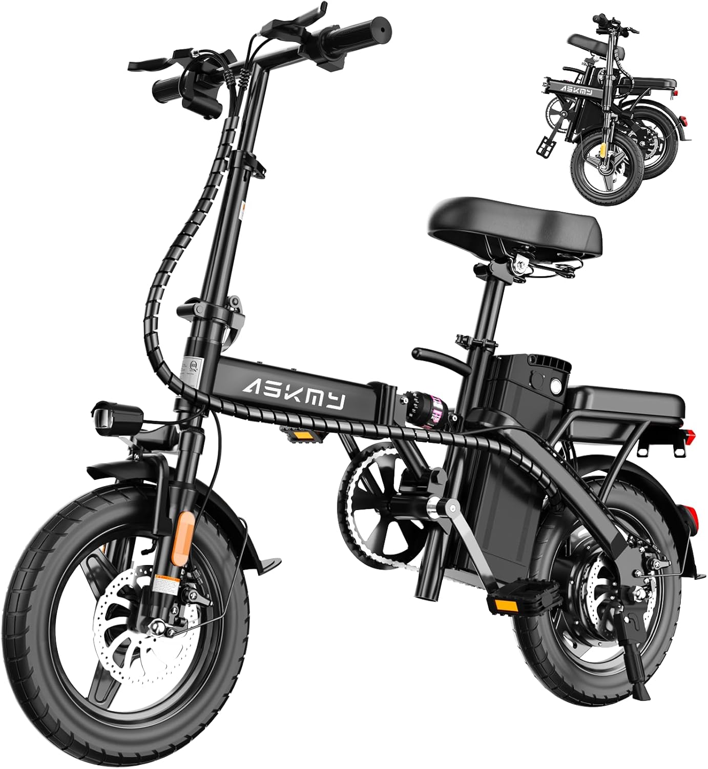 Foldable Electric Bike for Adults and Teens, 750W/1000W Peak Motor Ebike with 48V 10AH Removable Battery, 30-60 Miles PAS Range, 14' Mini E-Bike for Daily Commuting, Electric Bicycle for Riders