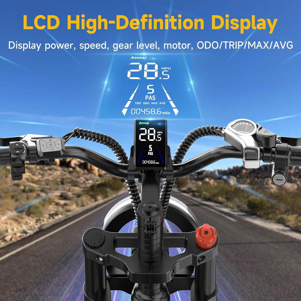 HiKeep Electric Bike for Adults - 16/20 Inch Fat Tire Ebike, 750W/Peak 1500W Motor Ebike, 48V15.6AH Detachable Battery, 4 Riding Modes Electric Dirt Bike