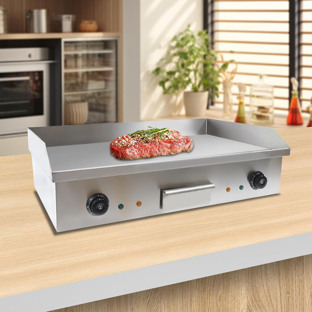 29'Commercial Electric Griddle Electric Countertop Griddle 3000W Restaurant Grill BBQ Flat Top 430 Stainless Steel Long Griddle Electric Nonstick Adjustable Thermostatic Control for Kitchen 110V