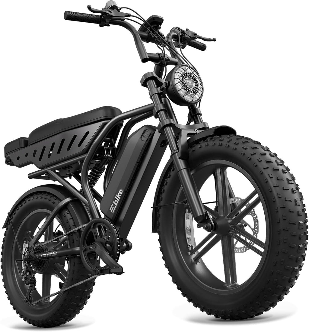 TST Electric Bike for Adults, 1500W Peak Motor Ebike with 48V 15Ah Battery, 60 Miles Range Electric Bicycle, 20' All-Terrain Fat Tire E Bike with Rear Seat 7 Speeds Black