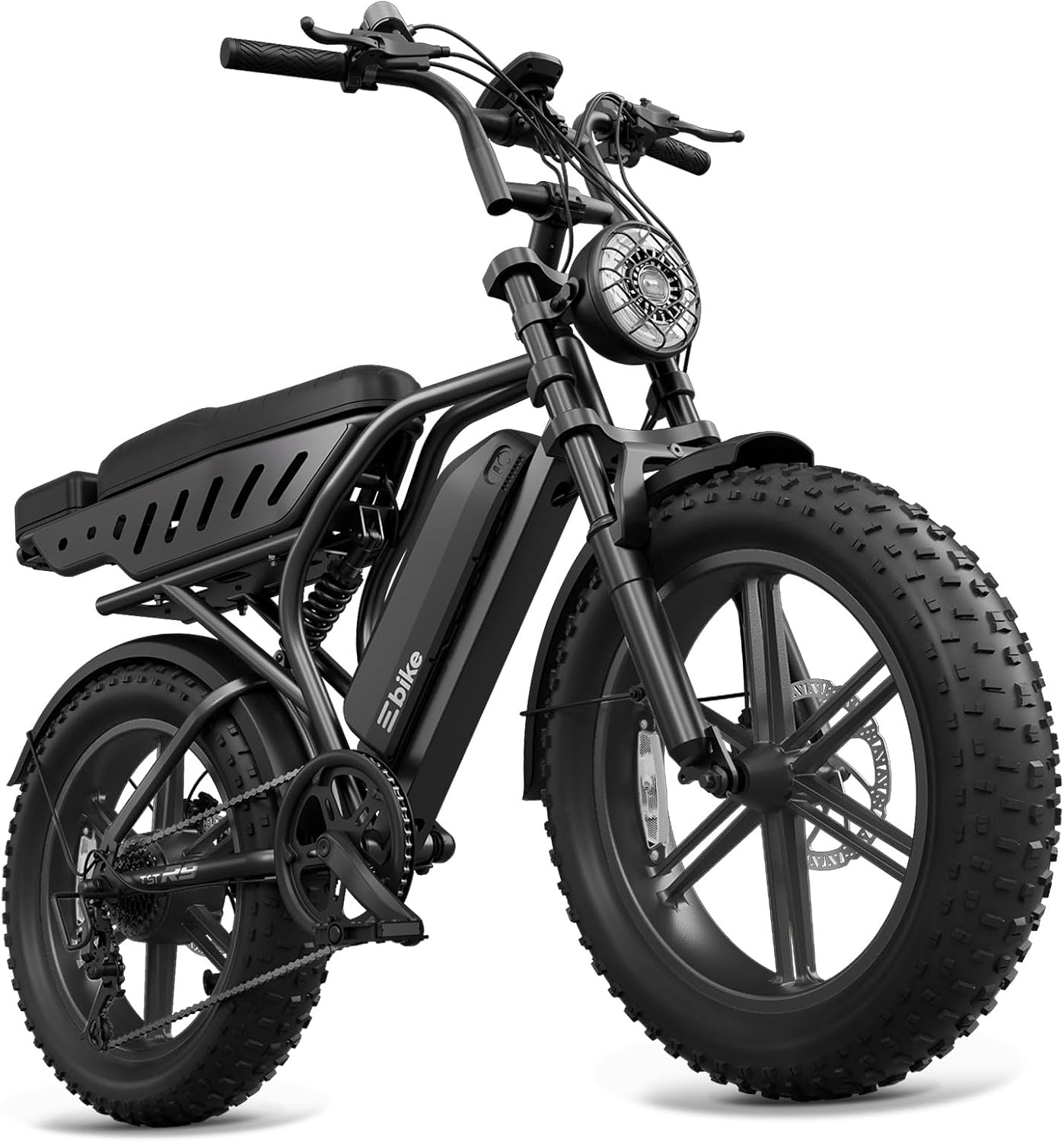 TST Electric Bike for Adults, 1500W Peak Motor Ebike with 48V 15Ah Battery, 60 Miles Range Electric Bicycle, 20' All-Terrain Fat Tire E Bike with Rear Seat 7 Speeds Black