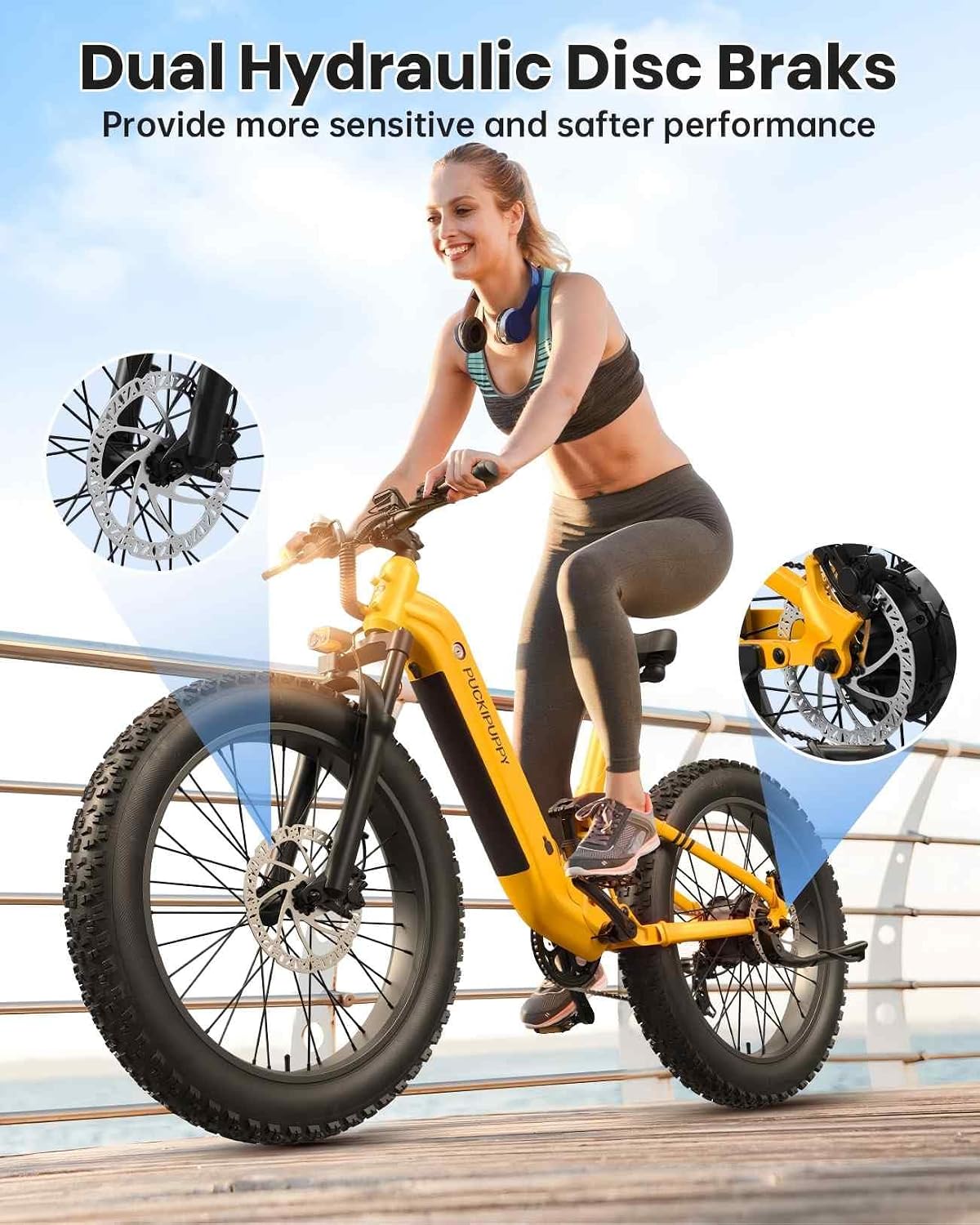 PUCKIPUPPY Electric Bike for Adults 960W, 48V 20AH Battery Adult Electric Bicycles, 26' Fat Tire Full Suspension Step-Thru Ebike, 28MPH Mountain Ebike, 7 Speed, 80Miles Range