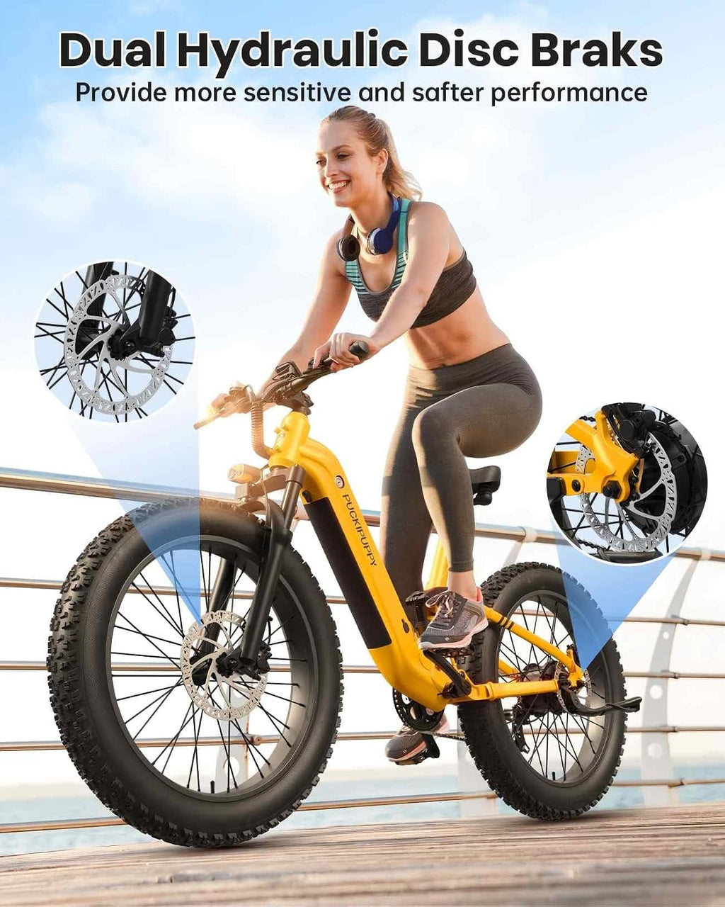 PUCKIPUPPY Electric Bike for Adults 960W+A Luxury Accessory Pack, 48V 20AH Battery Adult Electric Bicycles, 26' Fat Tire Full Suspension Step-Thru Ebike, 28MPH Mountain Ebike, 7 Speed, 80Miles Range