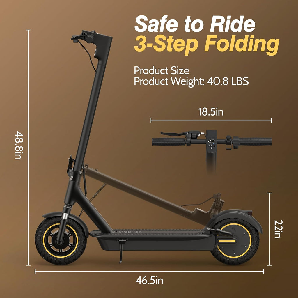 MAXSHOT Electric Scooter for Adults, 8.5/10/14' Tires, 19/22Mph, 350W/500W Motor, 21-28 Miles Range, Folding E-Scooter with Dual Suspension,APP Contro