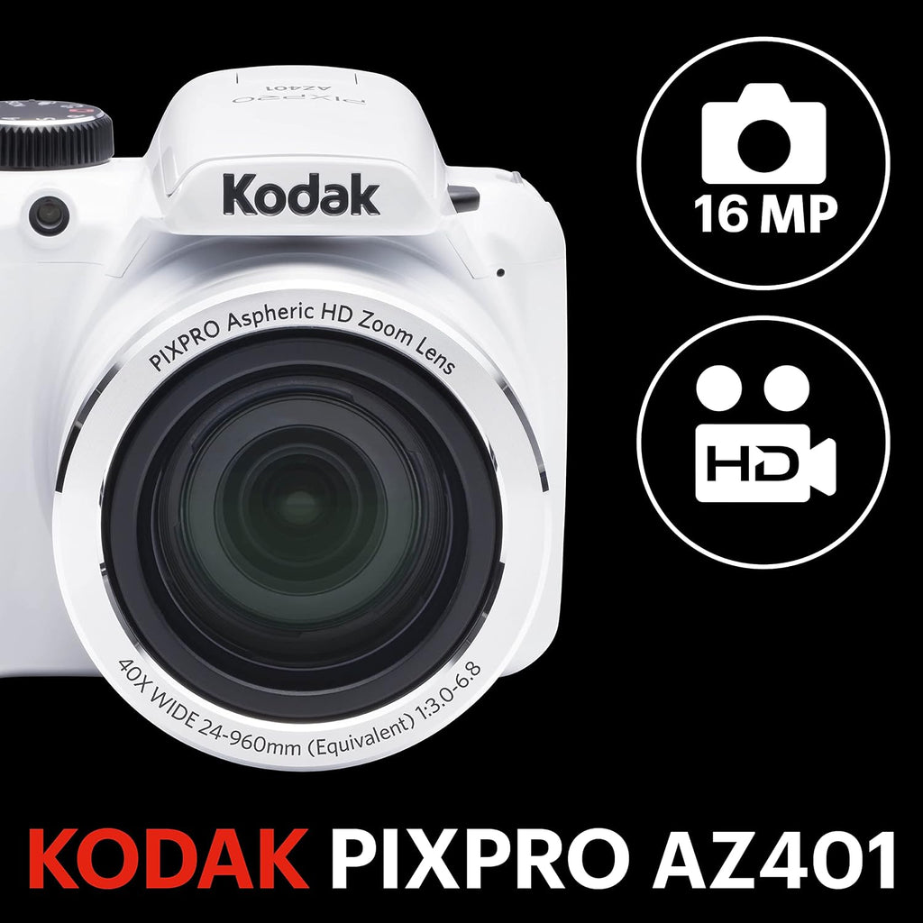 Kodak AZ401-WH PIXPRO 16MP Digital Camera, 3', White