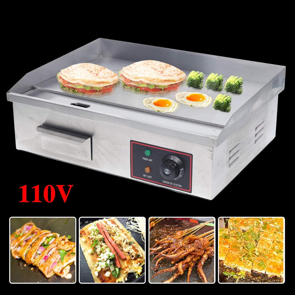 22'Commercial Electric Griddle Electric Countertop Griddle 1600W Restaurant Grill BBQ Flat Top Stainless Steel Long Griddle Electric Nonstick Adjustable Thermostatic Control for Kitchen 110V