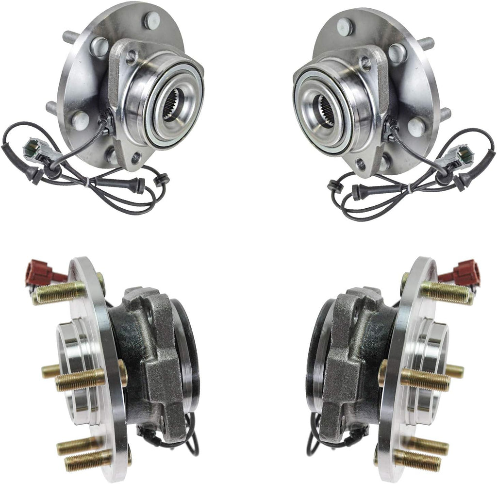 TRQ 2 Piece Front Rear Wheel Bearing & Hub Assembly Set Compatible with 2004-2007 Infiniti QX56 2005-2007 Nissan Armada 2004 Pathfinder Pathfinder Armada