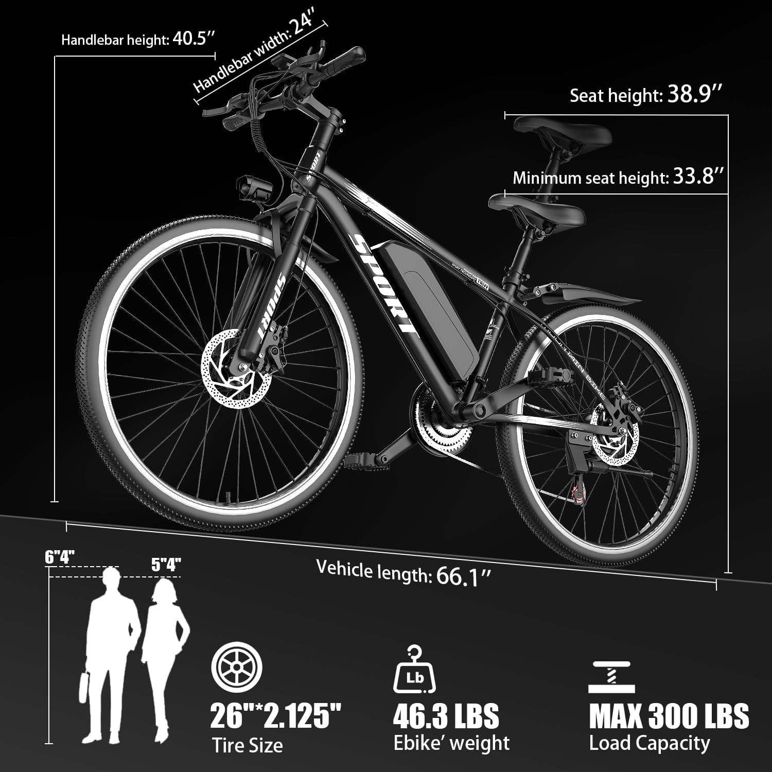 Electric Bike for Adults, 26'' 1500W Peak Ebike, Up to 65 Miles 28MPH Electric Mountain Bike with 48V 10Ah Removable Battery, Adjustable Seat,Cruise Control, Full Suspension,7-Speed UL Certified