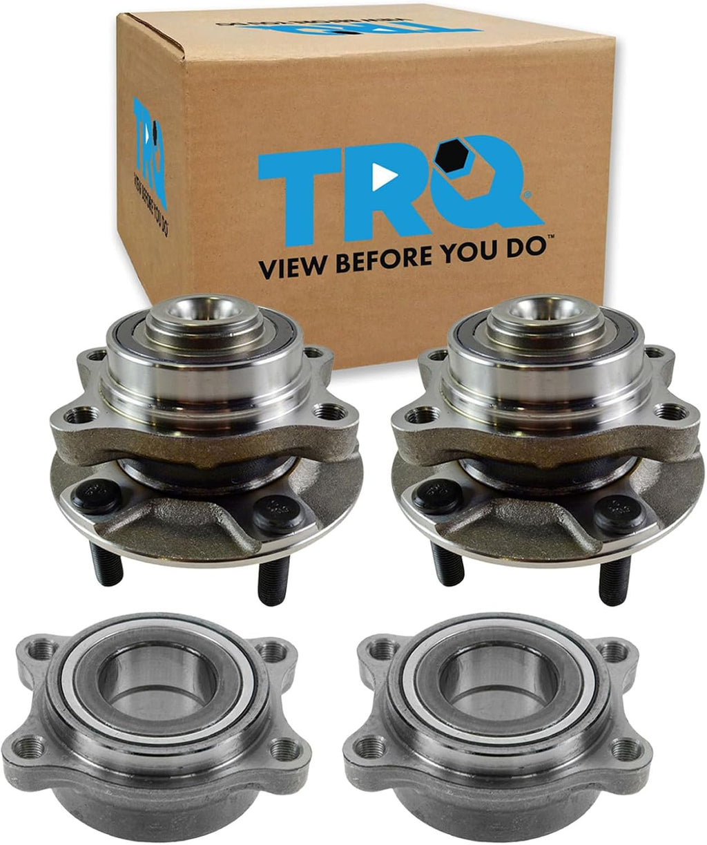 TRQ 2 Piece Wheel Bearing & Hub Assembly Set Compatible with 2003-2007 Infiniti G35 2003-2009 Nissan 350Z