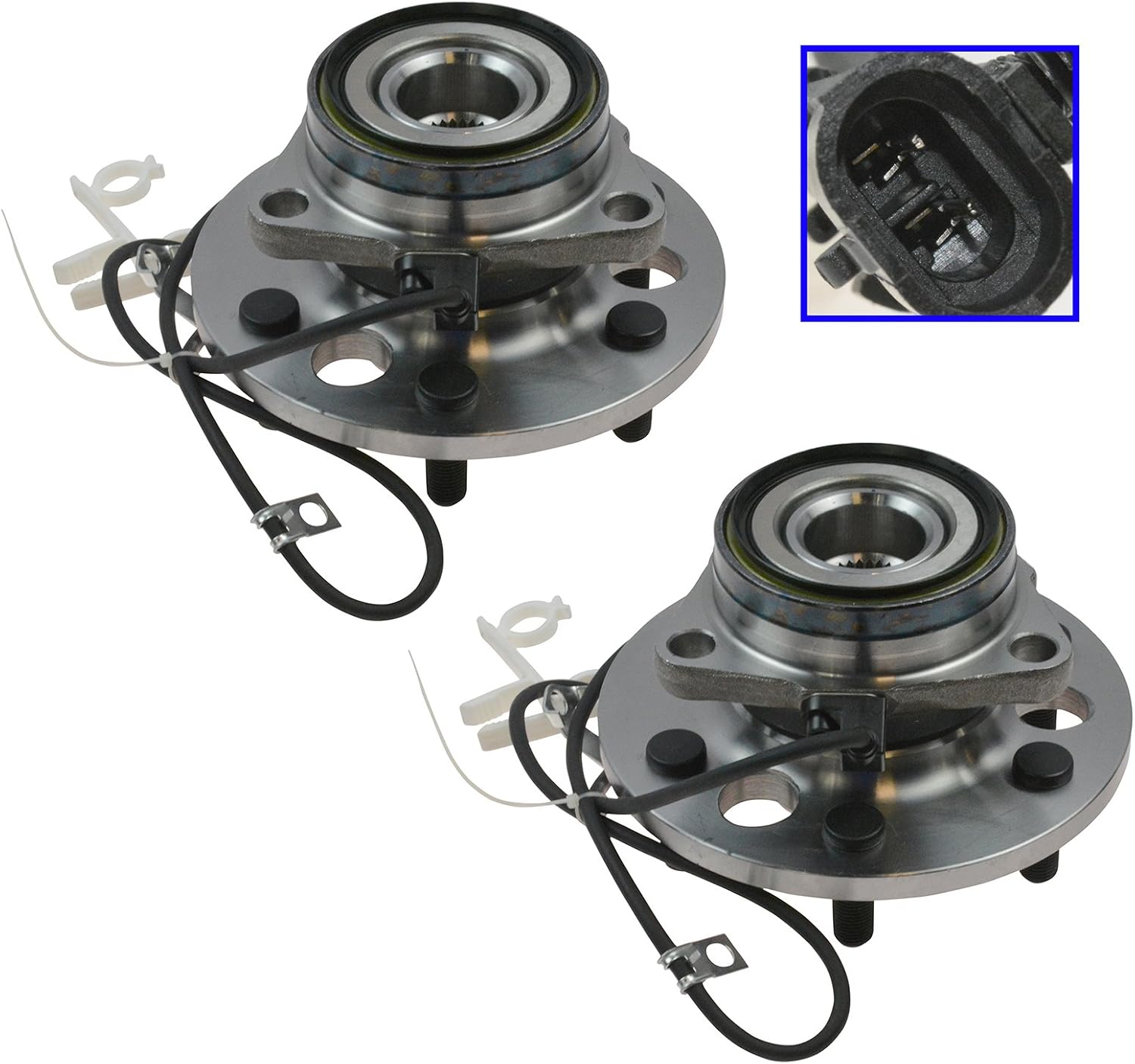 TRQ 2 Piece Front Wheel Bearing & Hub Assembly Set 4WD Compatible with 1999-2000 Cadillac Escalade 1995-1999 Chevrolet K1500 K1500 Suburban 1995-1997 K2500 1995 K2500 Suburban 1995-2000 Tahoe GMC 199