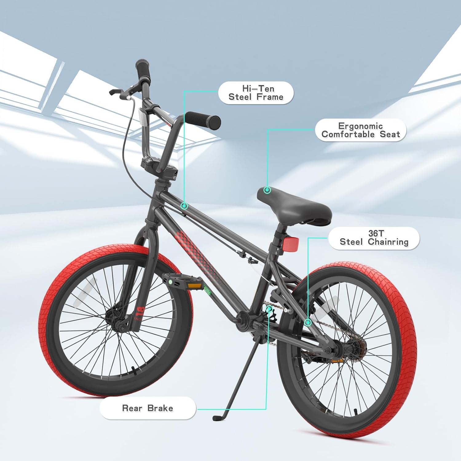 KORIMEFA Freestyle BMX Bike 18 20 inch Kids Boys Trick Bicycle for 7-12 Years Old, Hi-Ten Steel Frame, Beginner-Level to Advanced Riders
