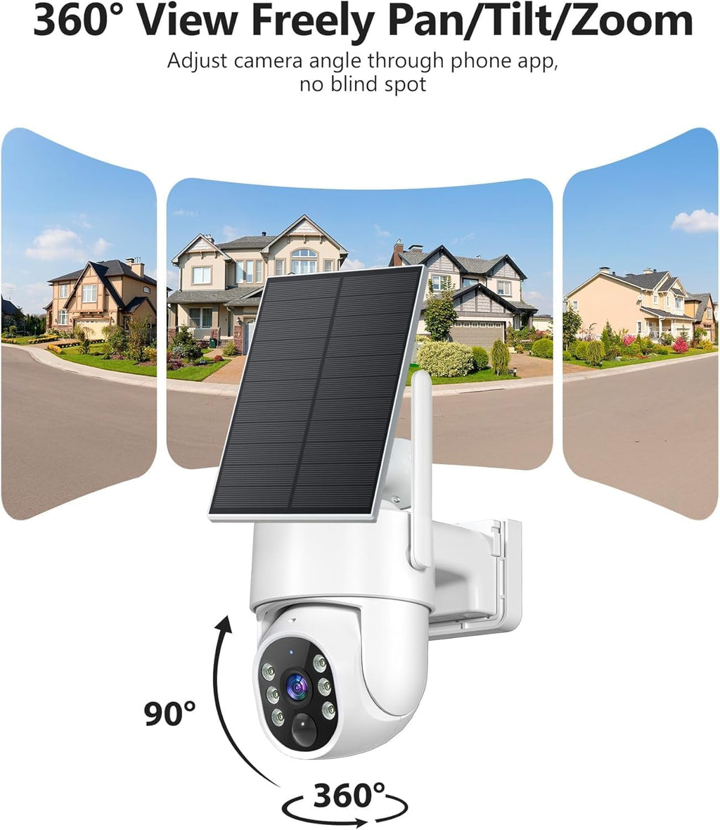 2K Security Camera System, 5GHz&2.4GHz WiFi Solar Wireless Cameras for Home Security, Wire-free Installation, AI Detection, Two-way Audio, Mobile alerts, SD/Cloud Storage, Color Night Vision, 4 Packs