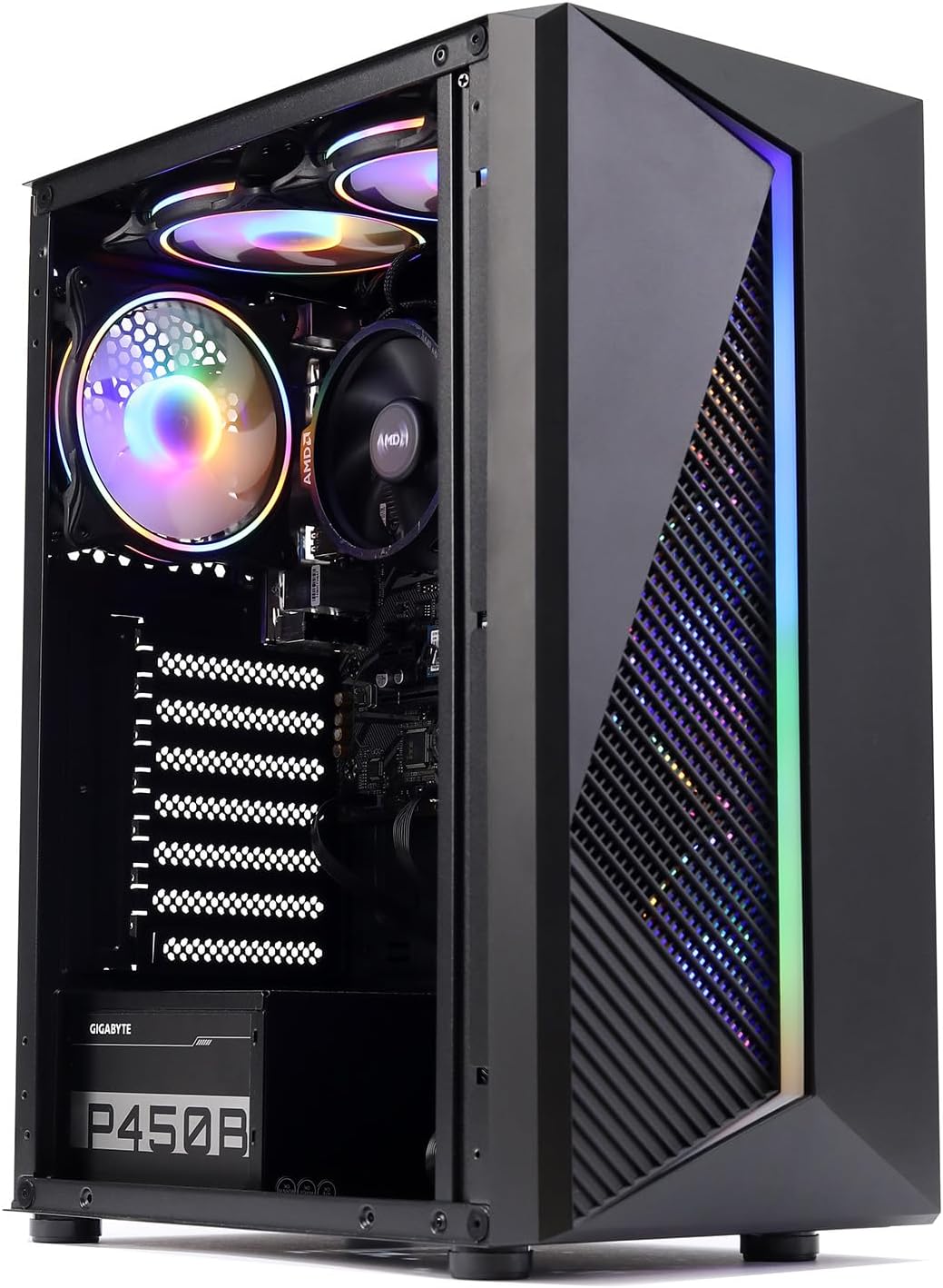 MXZ Desktop Gaming Computer Home&Office PC R5 5600GT,16GB DDR4, 1 T NVME SSD，6 RGB Fans, WiFi & Win 11 Pro 64-bit Ready