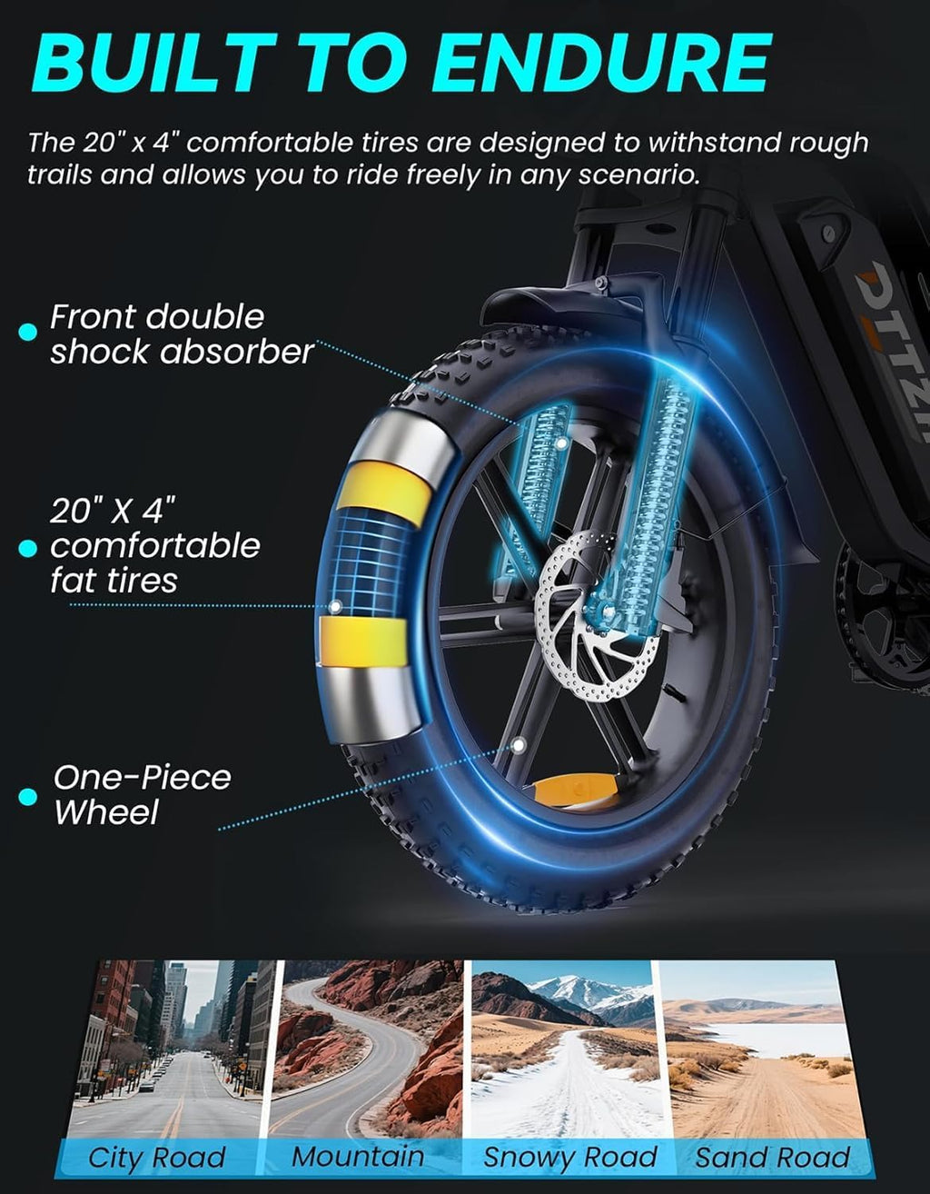 DTTZH F6/F6S/F6PRO Electric Bike for Adults with NFC & Password Unlock, 4000/2000/1500W, 50/40/33MPH, 60V 30Ah, 48V 15/25Ah E-Bike, 100-60 Miles Electric Motorcycle, 20' Fat Tire Electric Dirt Bike