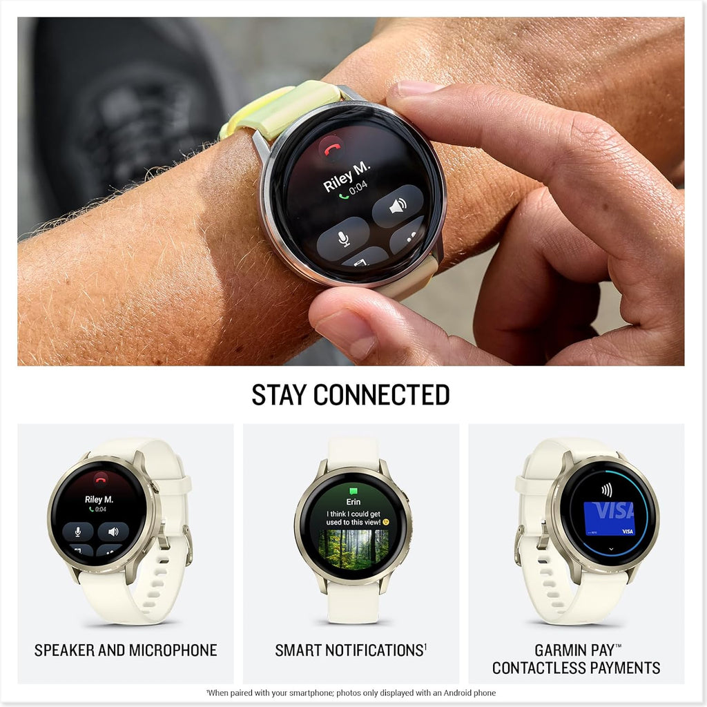 Garmin Venu® 4, 41mm, Advanced Health and Fitness GPS Smartwatch, Bright and Colorful Display, Built-in Flashlight, 10 Days of Battery Life, Lunar Gold with Bone Silicone Band