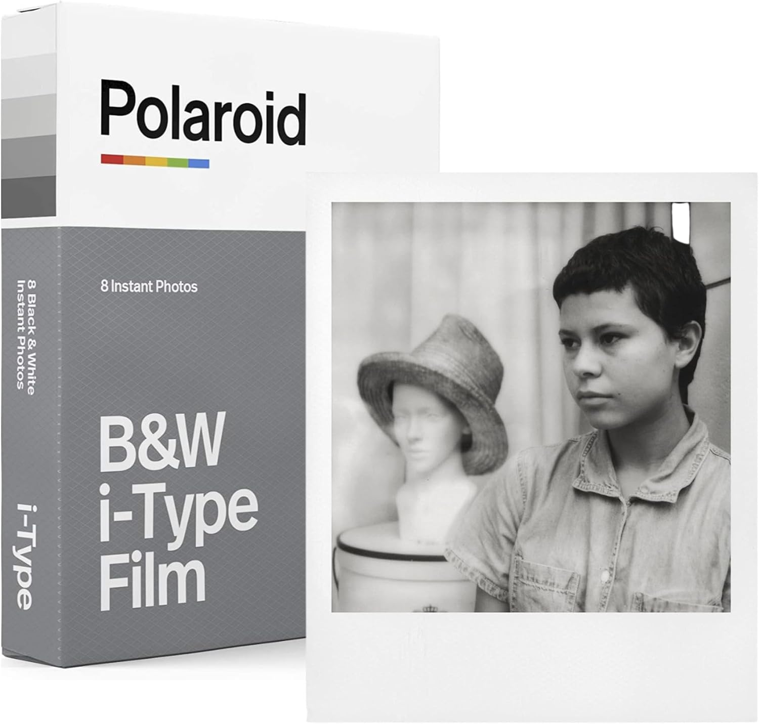 Polaroid Flip Instant Camera with Sonar Autofocus and Retro Design (White) Bundle with Color/B&W Film for i-Type and Film Kit (4 Items)