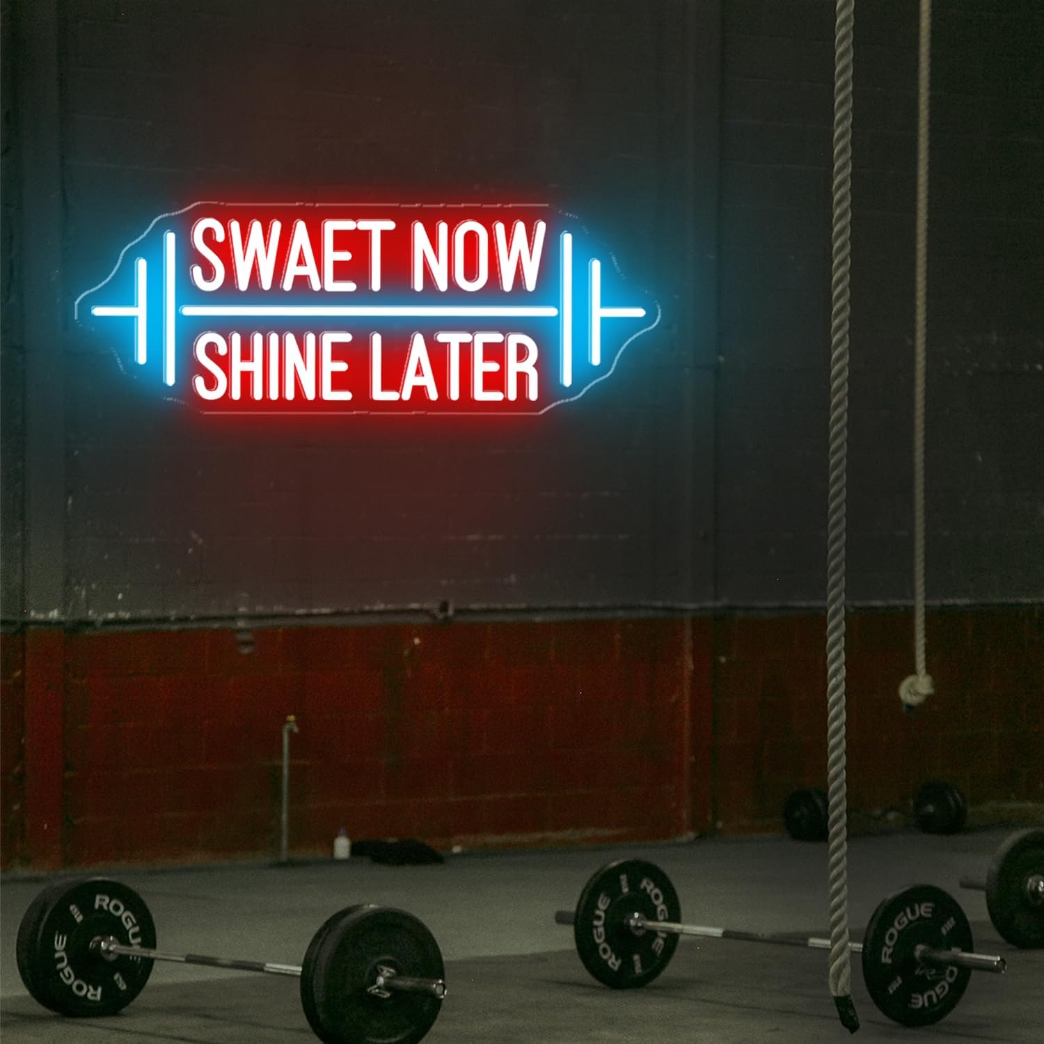 Swaet Now Shine Later Neon Sign, Dimmable LED Gym Neon Light Signs for Wall Decor, Neon Light Signs for Bedroom, Fitness Equipment Store, Fitness Wall Ar Salon, 22.5x8.15'