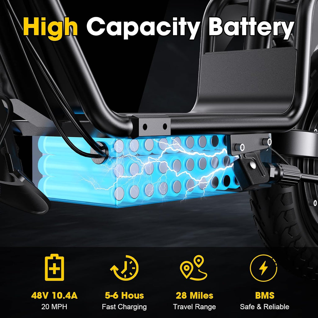 INSDRGN Adults Electric Scooter with Seat,1000W Peak Motor 48V 10.4AH Foldable Electric Scooter,14' Tires,20MPH, 28-Mile Long Range and Dual Disc Brakes,330lbs Max Load