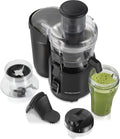Hamilton Beach Juice & Blend 2-in-1 Juicer Machine and 20 oz. Blender, Big Mouth Large 3' Feed Chute for Whole Fruits and Vegetables, Easy to Clean, Centrifugal Extractor, 800W Motor, Black (67970)