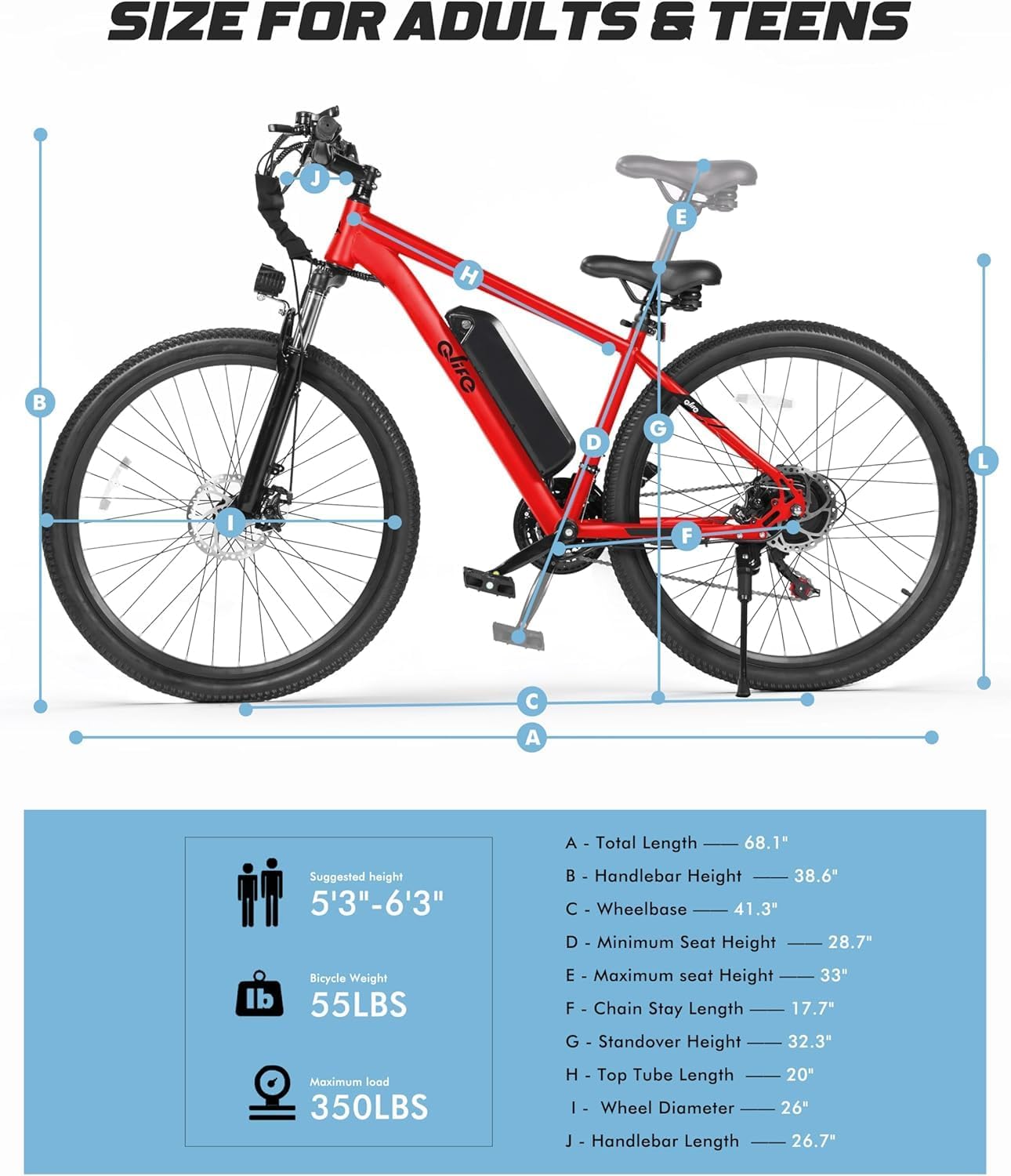 Qlife Racer Electric Bike for Adults - 21-Speed Mountain Lightweight Ebike with Peak 1000W/750W 25MPH/22MPH Brushless Motor, 375Wh Removable Battery, 26X2.1 Tire Step Over E-MTB, Up to 40 Miles