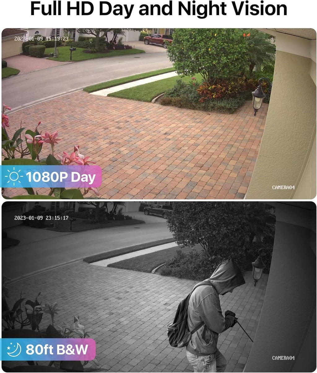 ZOSI 8CH 5MP Lite Security Camera System with AI Human Vehicle Detection, H.265 8 Channel CCTV DVR and 8 x 1080p 1920TVL Surveillance Metal Cameras Indoor Outdoor, Night Vision, Remote Access, No HDD