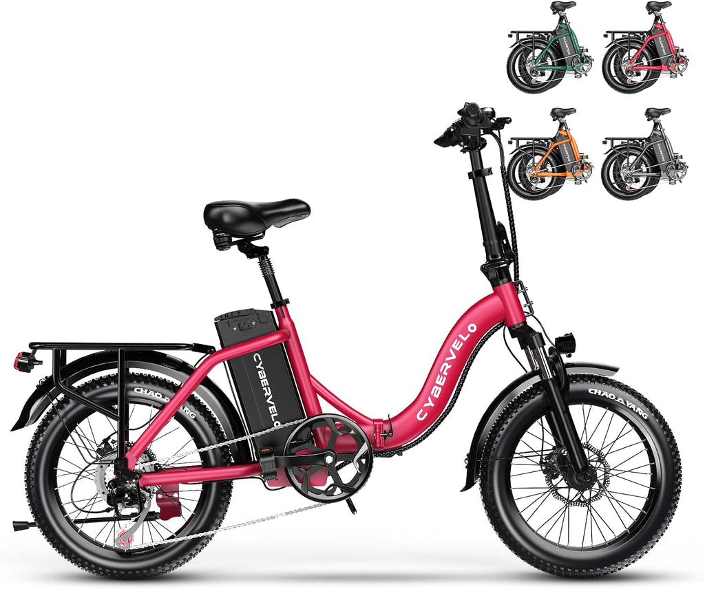 Cybervelo 750W Folding Electric Bike,48V 20AH Removable Battery EBike,20MPH,80 Miles Max Range Electric Bike for Adults, 20' Fat TireFoldable ebike, Adult Electric Bicycles