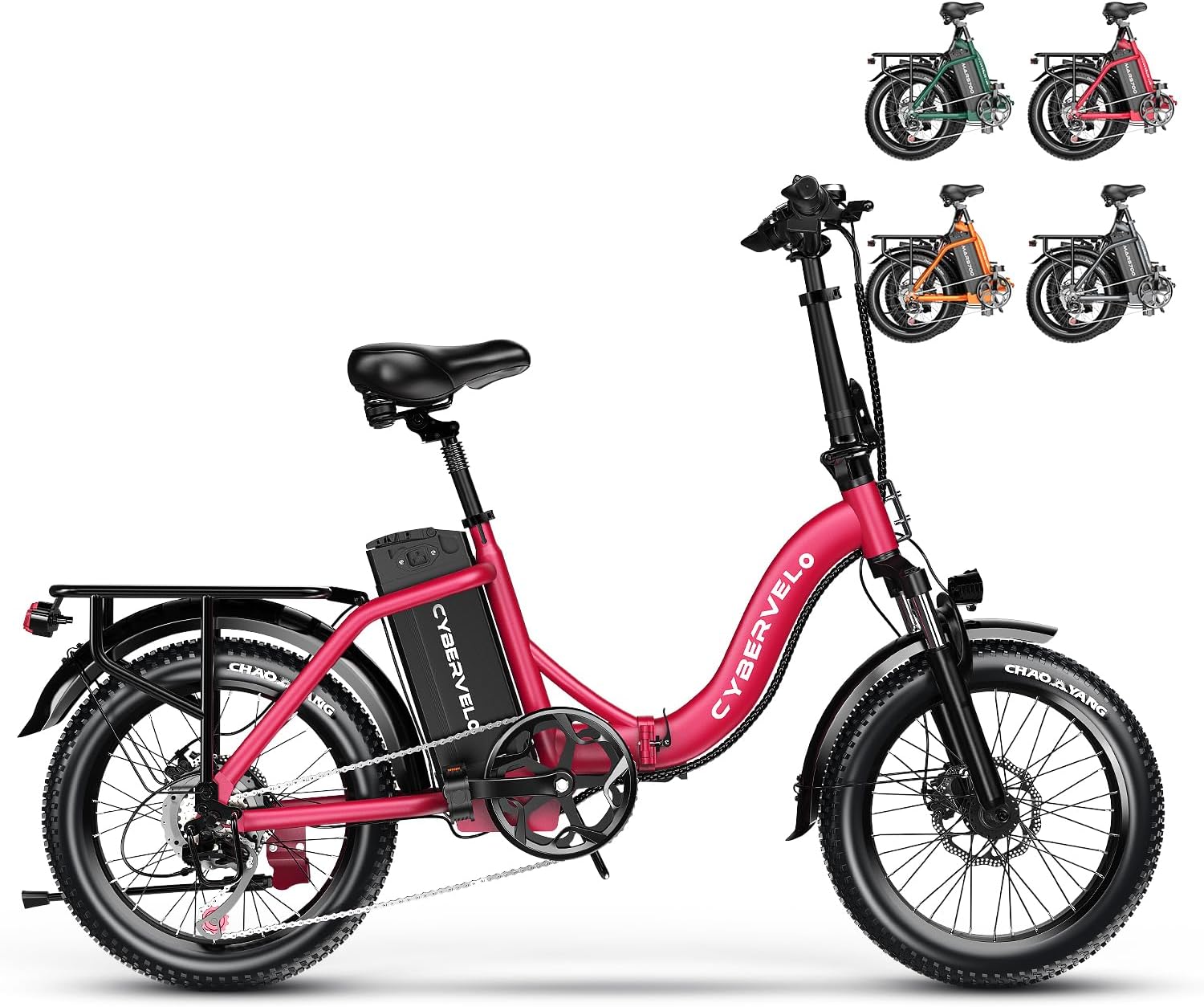 Cybervelo 750W Folding Electric Bike,48V 20AH Removable Battery EBike,20MPH,80 Miles Max Range Electric Bike for Adults, 20' Fat TireFoldable ebike, Adult Electric Bicycles