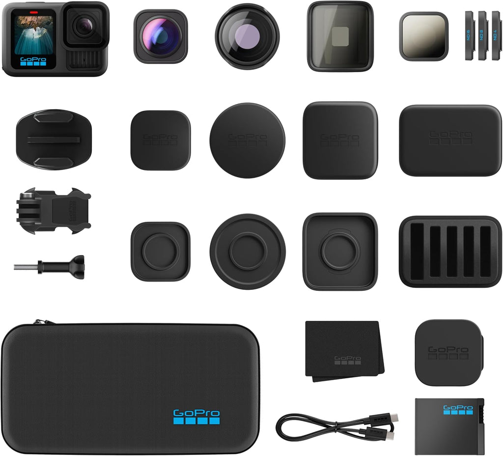 GoPro HERO13 Black + HB-Series Lens Collection - Includes Macro Lens, Ultra Wide Lens, 4 ND Filters, Anamorphic Lens, and Premium Case