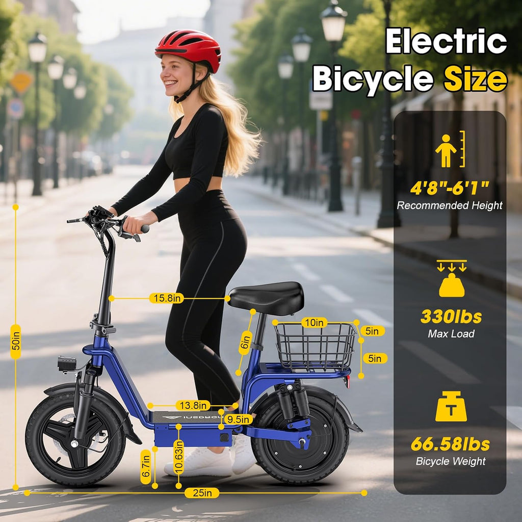 INSDRGN Adults Electric Scooter with Seat,1000W Peak Motor 48V 10.4AH Foldable Electric Scooter,14' Tires,20MPH, 28-Mile Long Range and Dual Disc Brakes,330lbs Max Load
