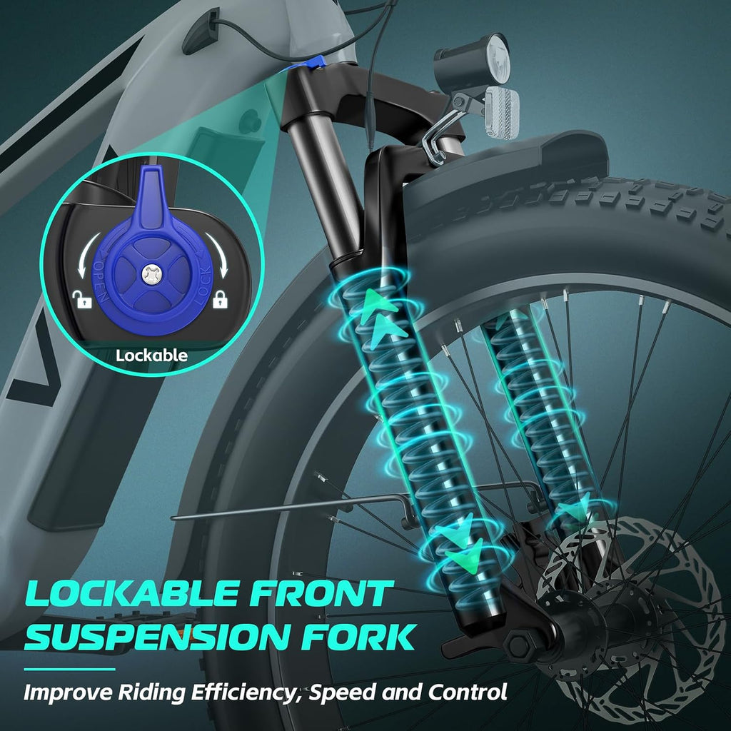 Vivi ACE01 Electric Bike for Adults,26' x 4.0 Fat Tire Ebike,750W Peak Motor Torque Sensor Electric Mountain Bike,20MPH Electric Bicycle with 48V 15AH Battery,Hydraulic Brake,SGS Certified to UL2849