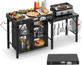 Leteuke Grill Table for Blackstone Griddle, Portable Foldable Grill Table with Storage Fits Ninja, Blackstone Griddle Stand for Outdoor Camping, Picnic, Garden, Patio, Dining, BBQ, Party