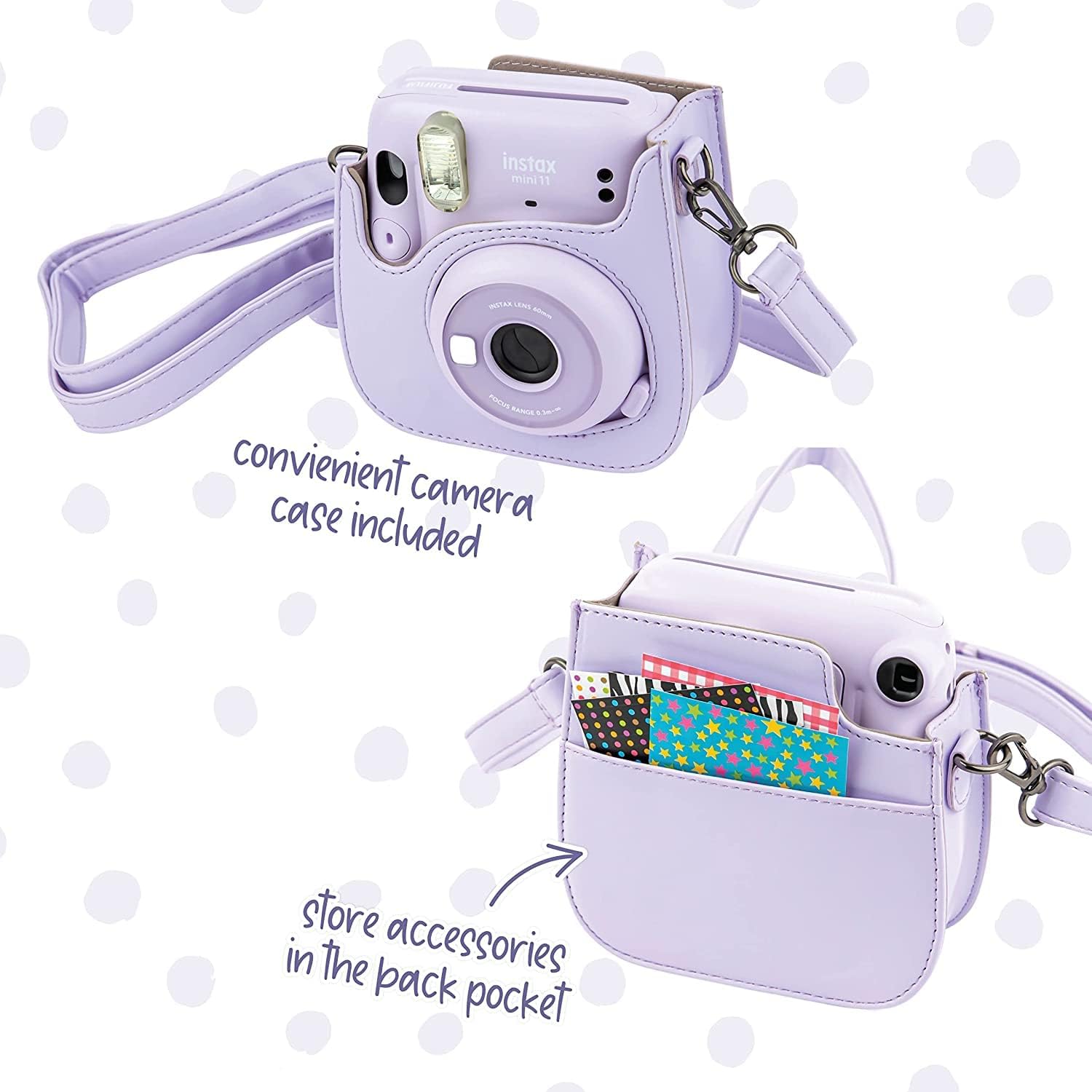 Fujifilm Instax Mini 12 Instant Camera Pastel Blue with Film Value Pack (40 Sheets) + Accessories Including Galaxy Carrying Case Strap, Photo Album, Stickers (Purple)