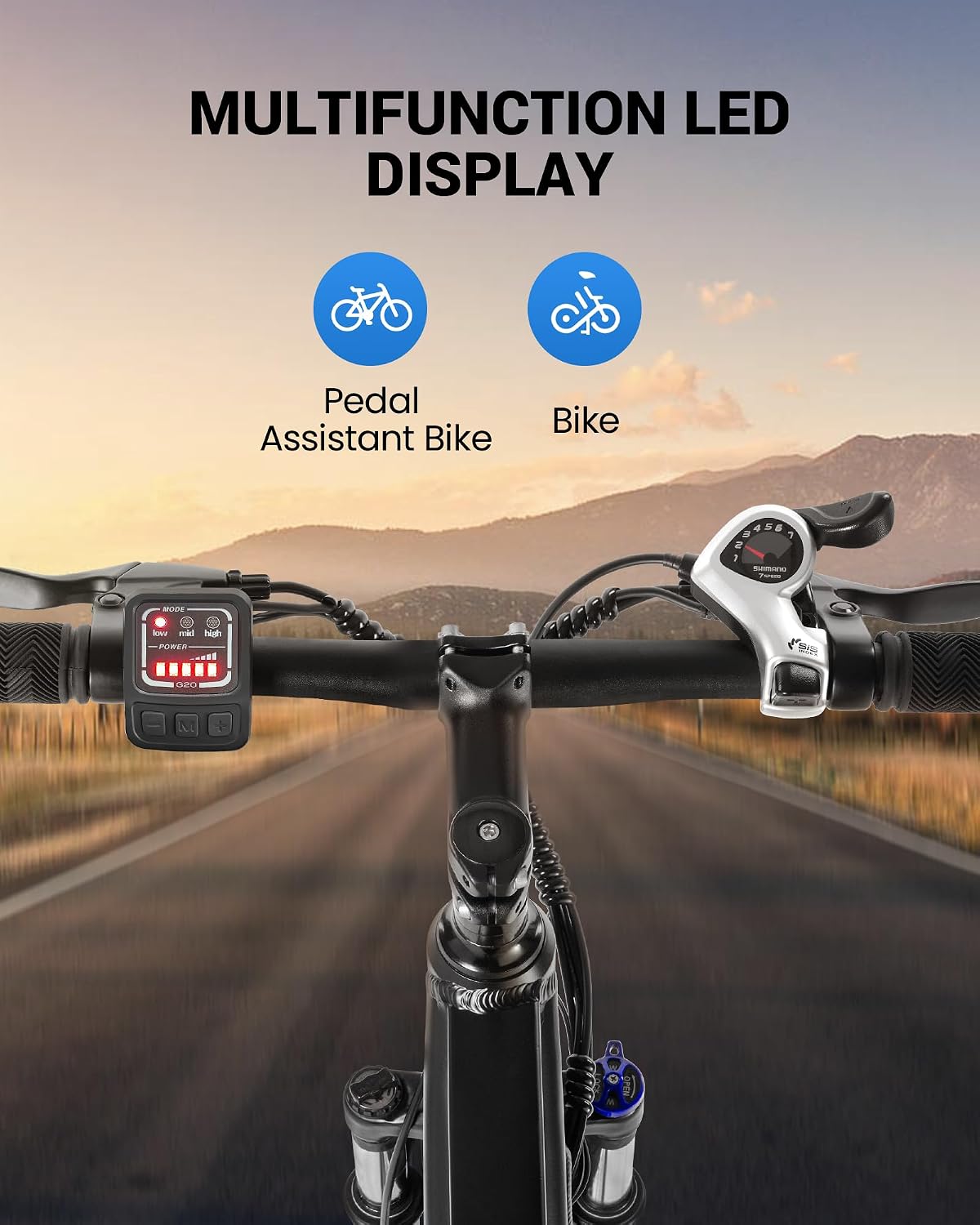 MULTIJOY Electric Bike for Adults,36V Built-in Invisible Removable Battery,350W Brushless Motor(Peak 450W) Electric Mountain Bike,26' Tires&Front Fork Suspension,UL Certified 7-Speed