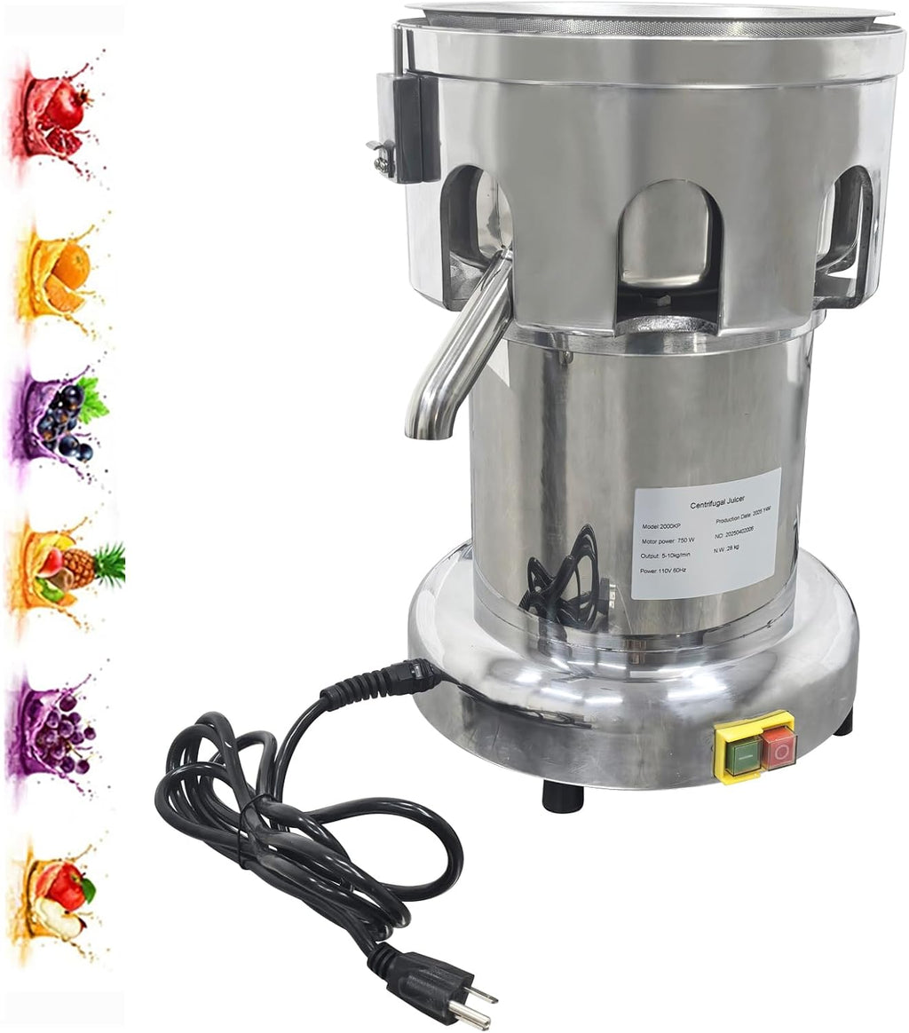 Commercial Fruit and Vegetable Juicer Press Juice Extractor Electric Centrifugal Juicer Output Juice 11-22lb/min 110V 750W