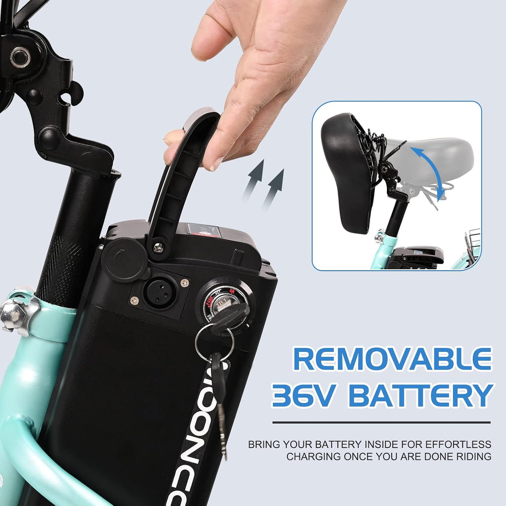 MOONCOOL Adult Electric Tricycle, 350W Front Drive Motor (Peak 700W), 15.5MPH E-Trike, Removable 36V 10.4Ah Battery, Max 60 Miles, 7-Speed 3 Wheel Electric Bike