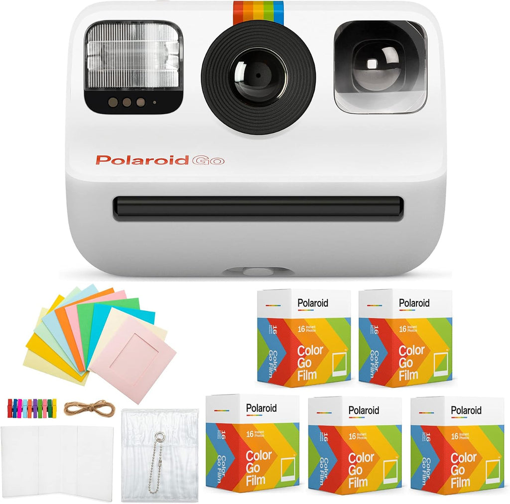 Polaroid GO Camera Bundle with GO Color Film Pack (5-Pack) and Accessory (7 Items)