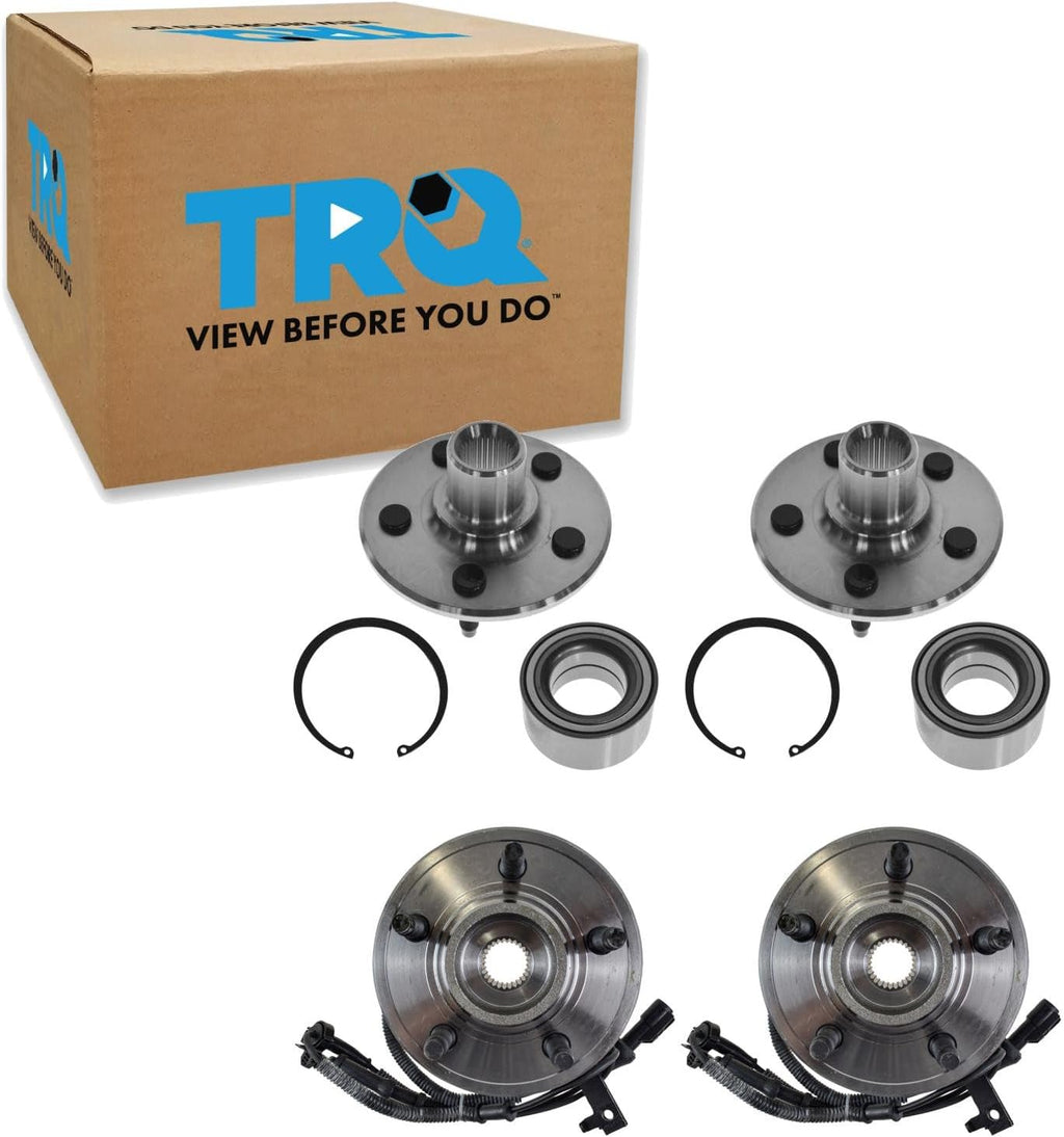 TRQ 2 Piece Front Rear Wheel Bearing & Hub Assembly Set Compatible with 2006-2010 Ford Explorer 2007-2010 Explorer Sport Trac Mercury Mountaineer