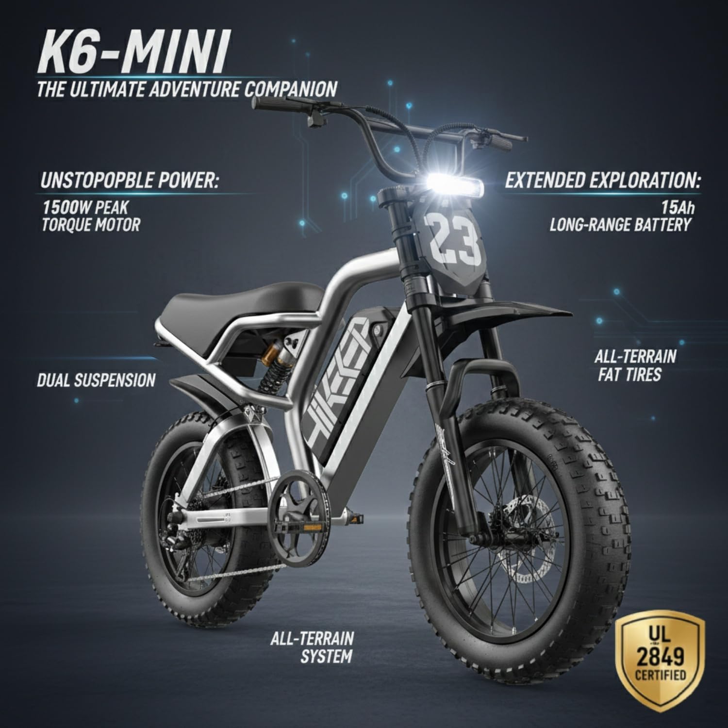 Electric Bike for Adults, 1500W-3000W Peak Fat Tire Ebike, All-Terrain Electric Dirt Bike with Dual Suspension, High Speed Off-Road Electric Bicycle, UL 2849 Certified, Removable Battery