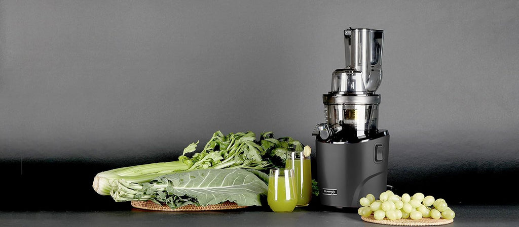Kuvings Whole Slow Juicer REVO830 Cold Press Masticating Juicer Machine - Extra Wide 88mm & 48mm Food Chutes - Quiet Strong Motor Auto-Cut Fruits & Veggies - Smoothie Sorbet Attachment - Matte Black