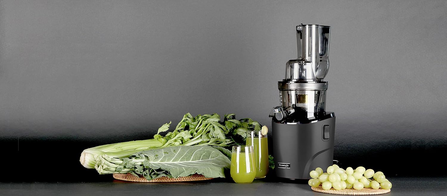 Kuvings Whole Slow Juicer REVO830 Cold Press Masticating Juicer Machine - Extra Wide 88mm & 48mm Food Chutes - Quiet Strong Motor Auto-Cut Fruits & Veggies - Smoothie Sorbet Attachment - Matte Black